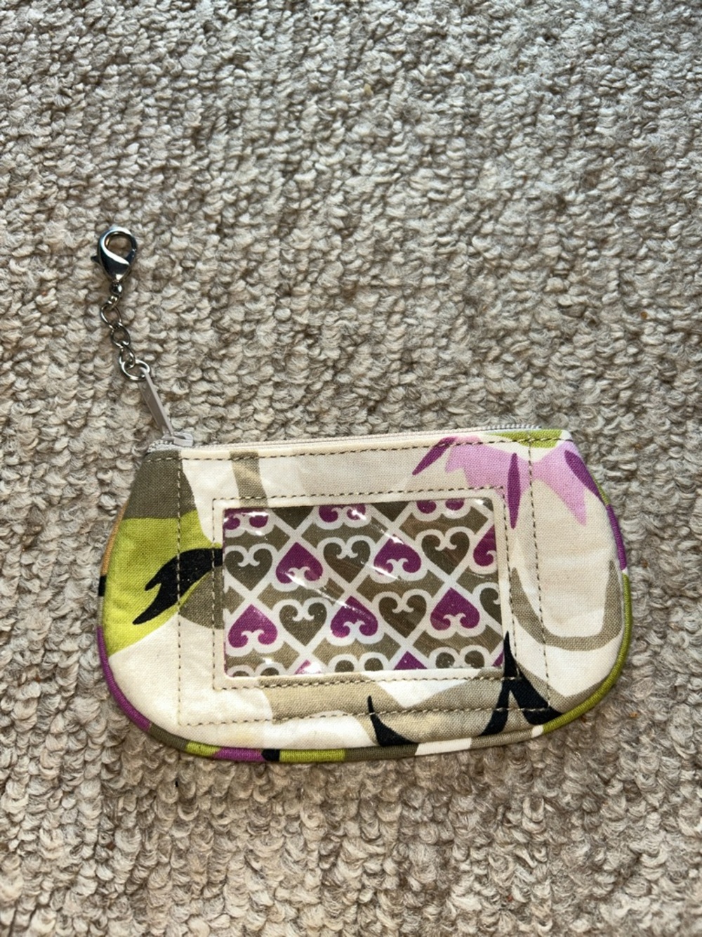 Vera Bradley Floral Coin Wristlet in Cream, Pink, Green, Purple